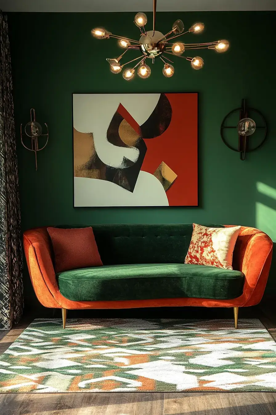 emerald green living room