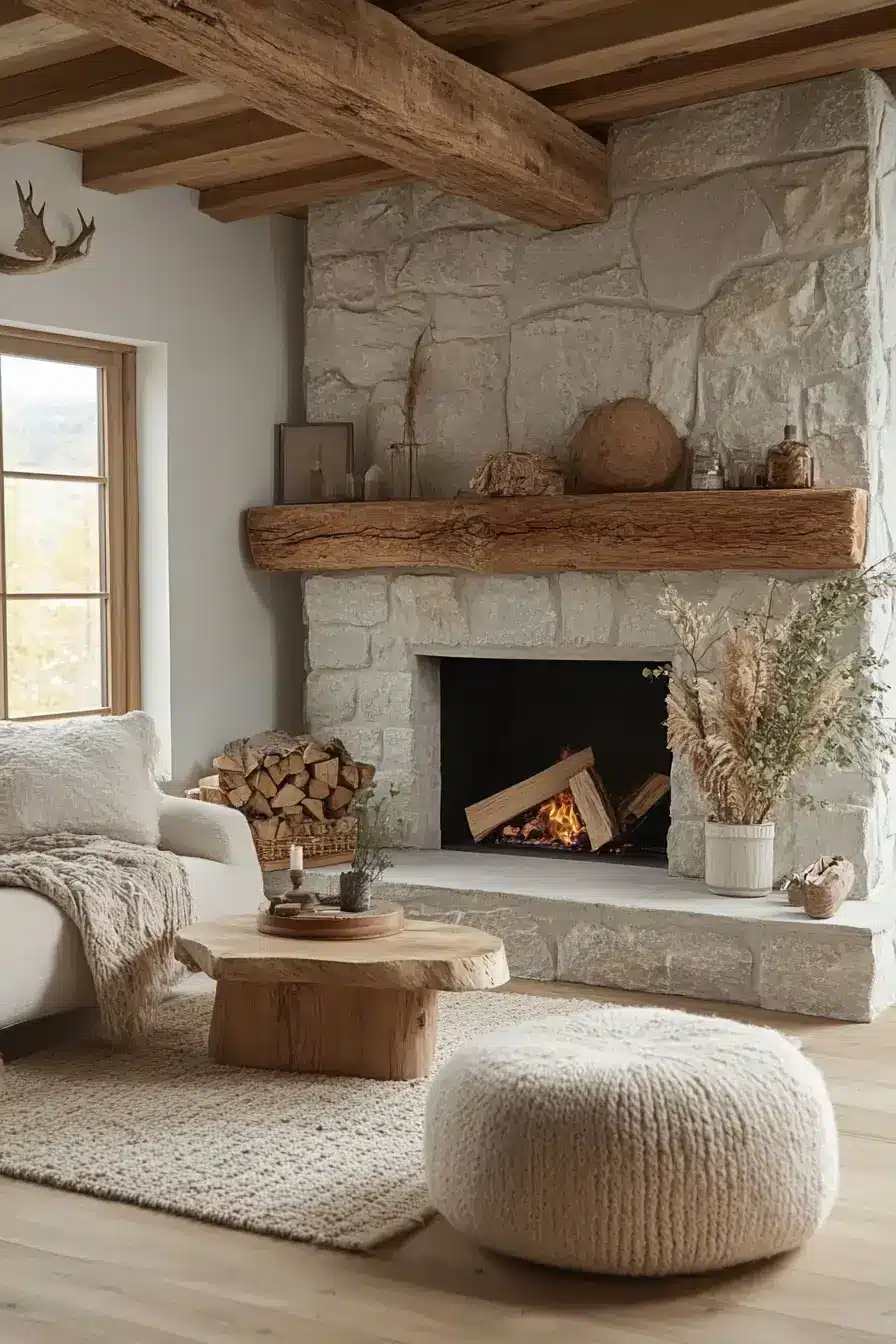 rustic farmhouse fireplace
