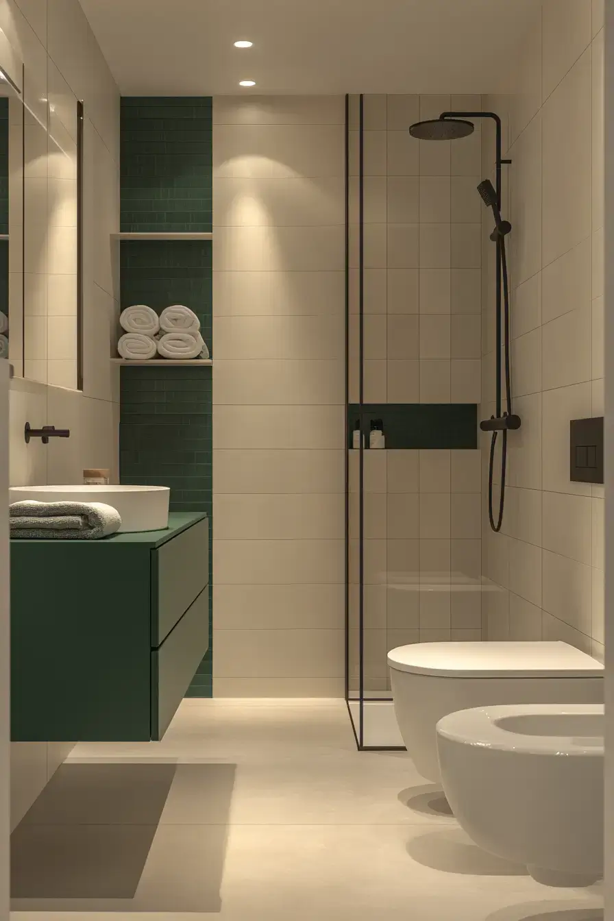 emerald green bathroom