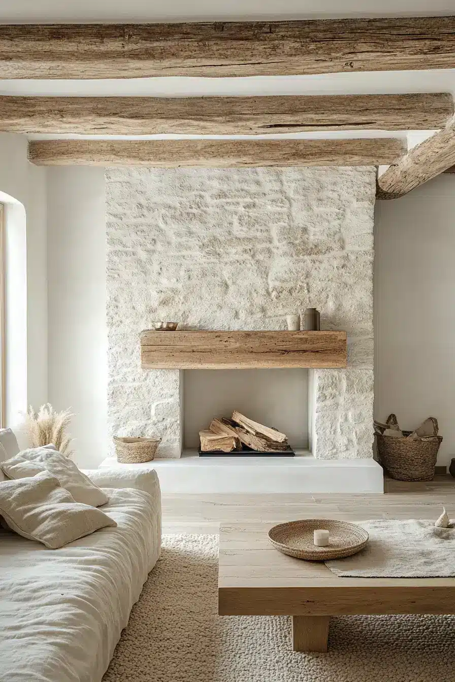 rustic farmhouse fireplace