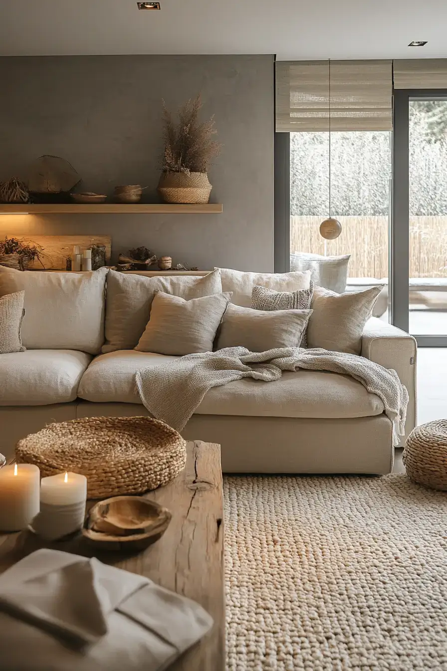 grey and beige living room