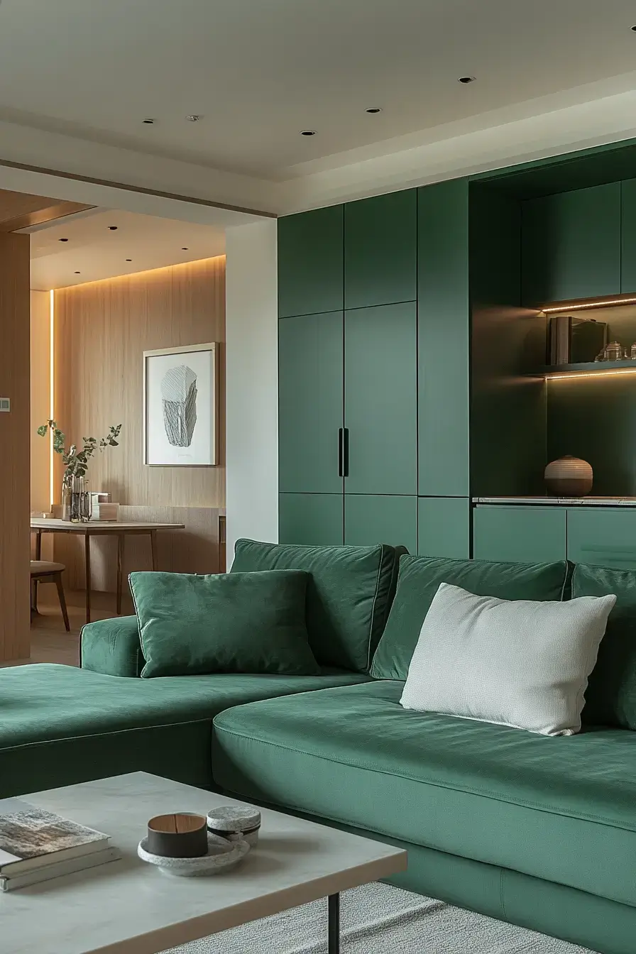 emerald green living room
