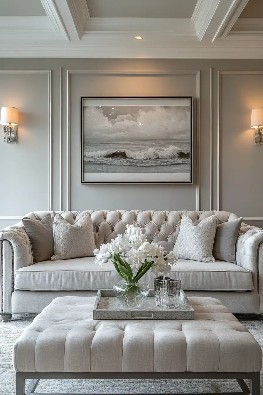 grey and beige living room