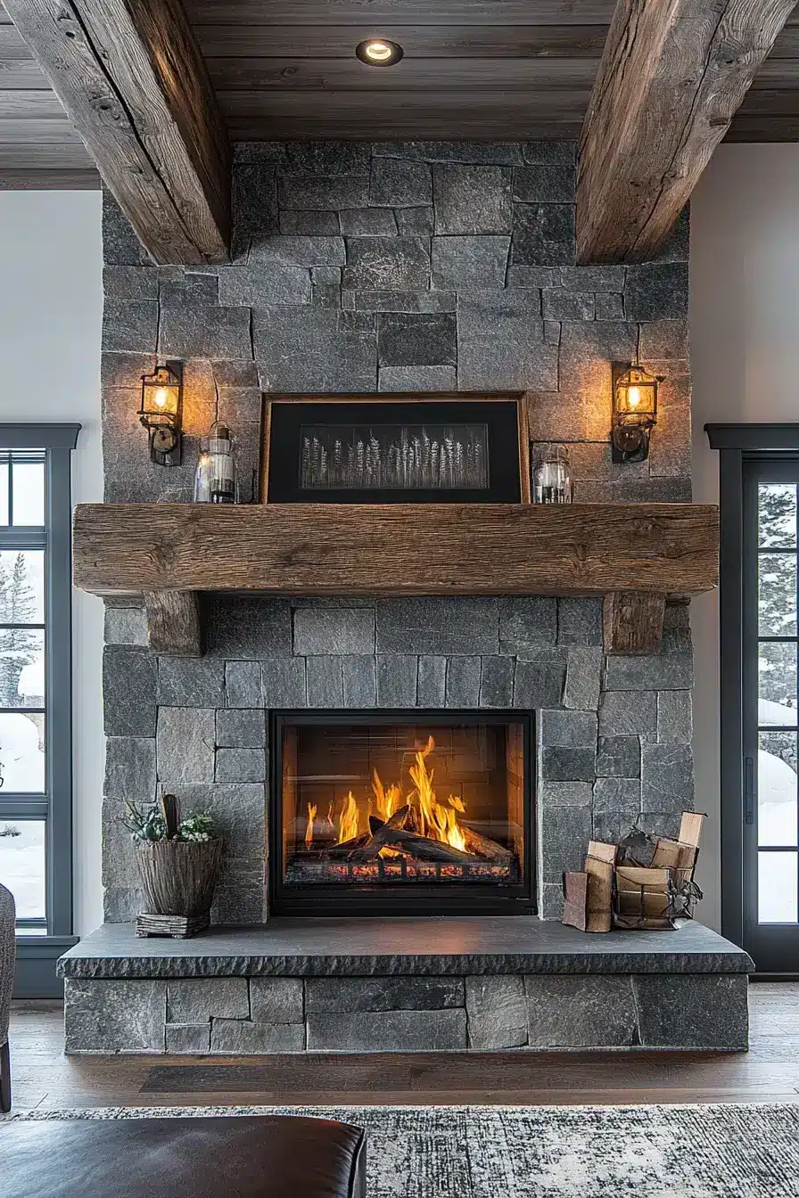 rustic farmhouse fireplace