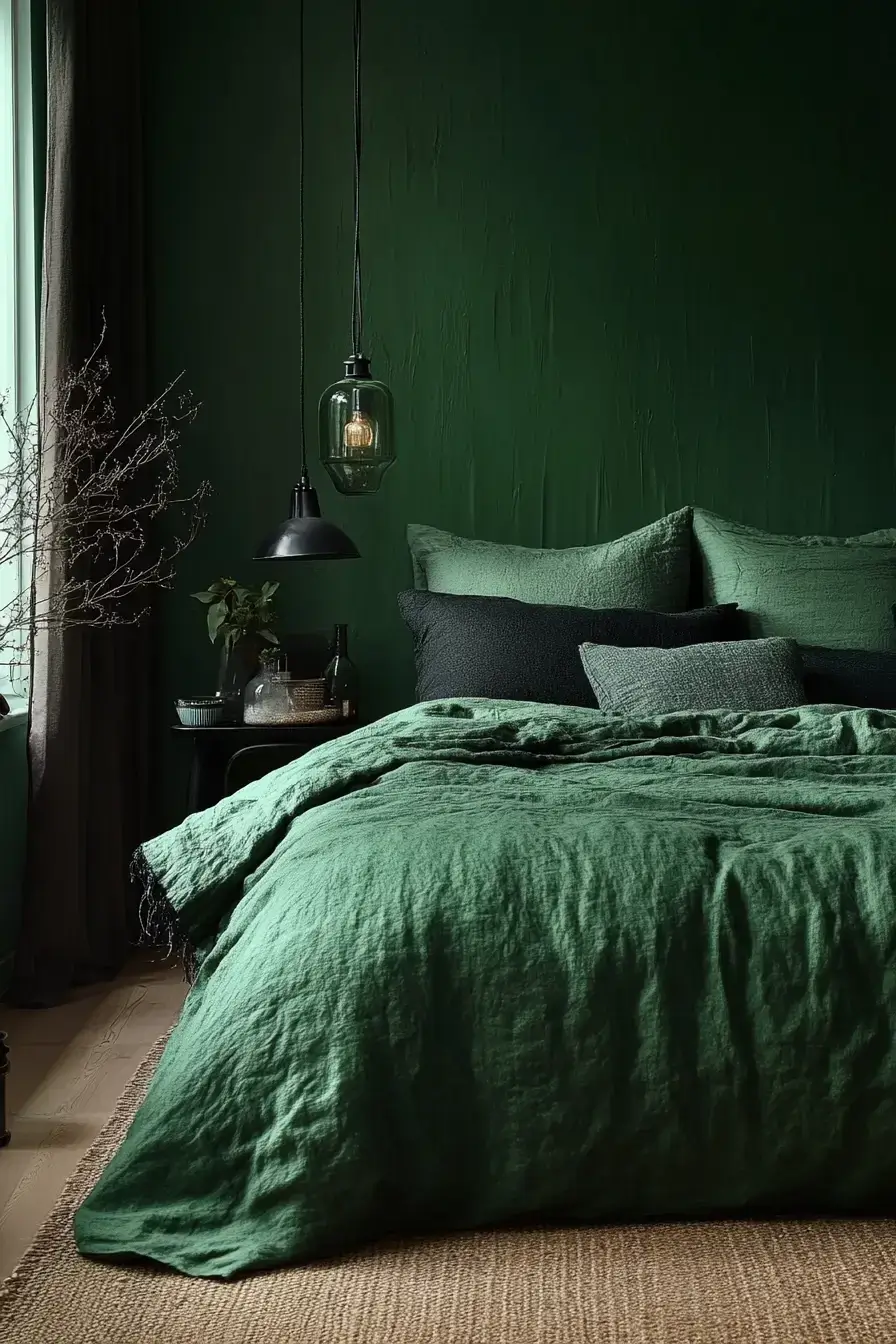 emerald green bedroom