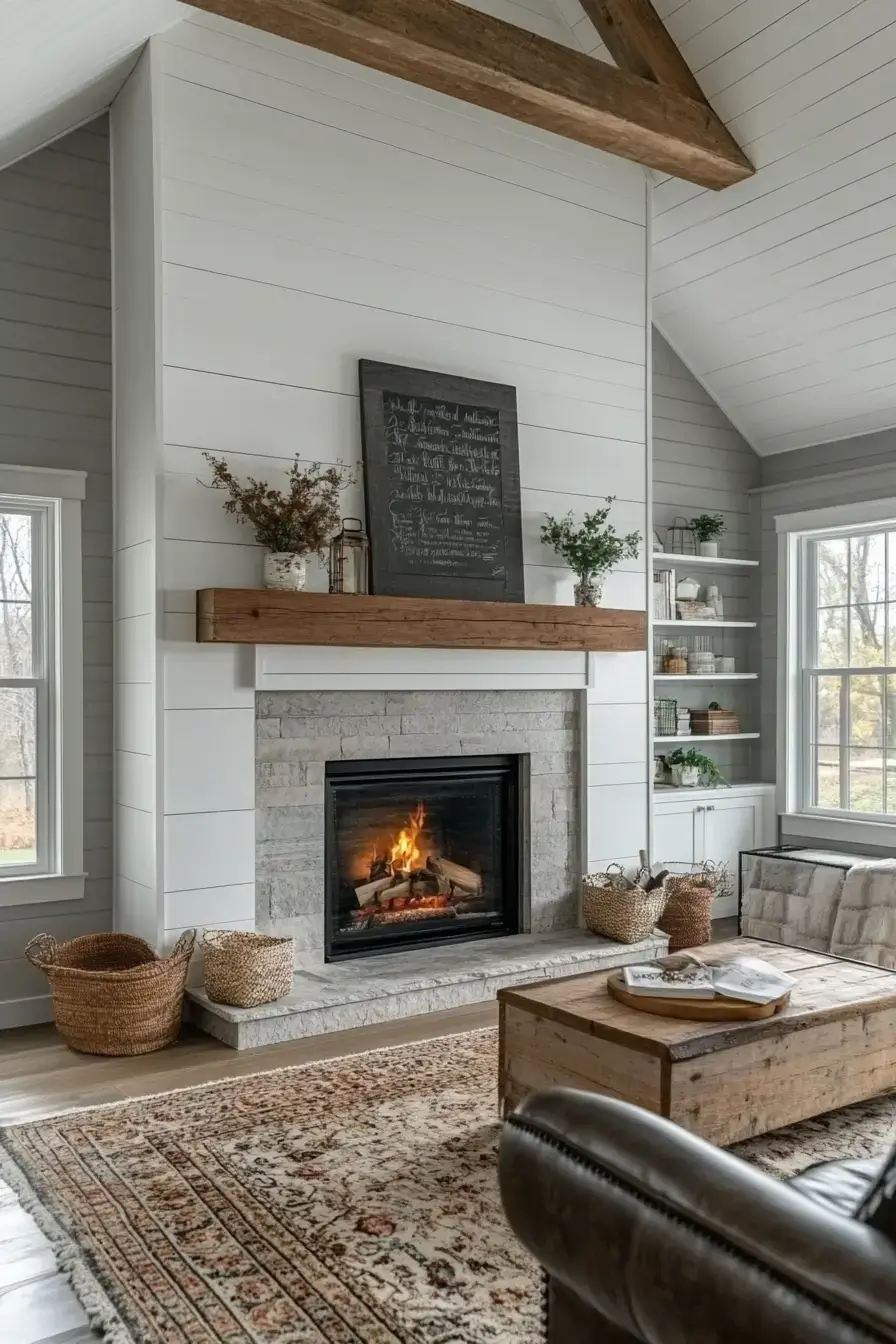 rustic farmhouse fireplace