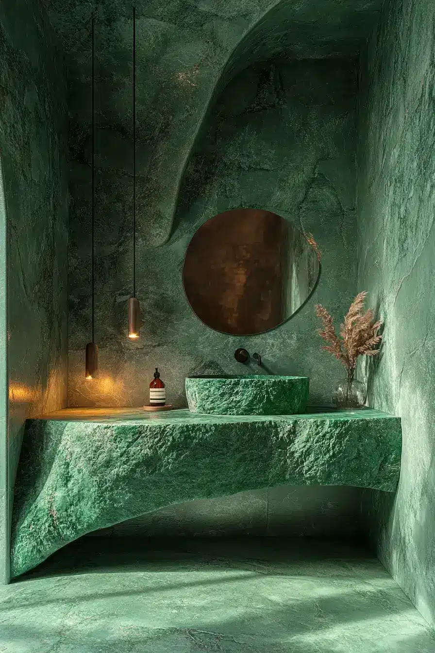 emerald green bathroom