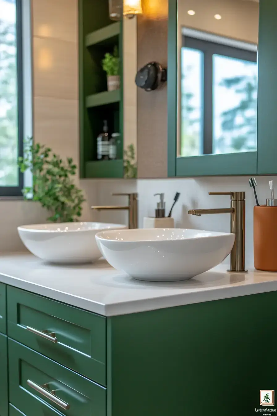 emerald green bathroom