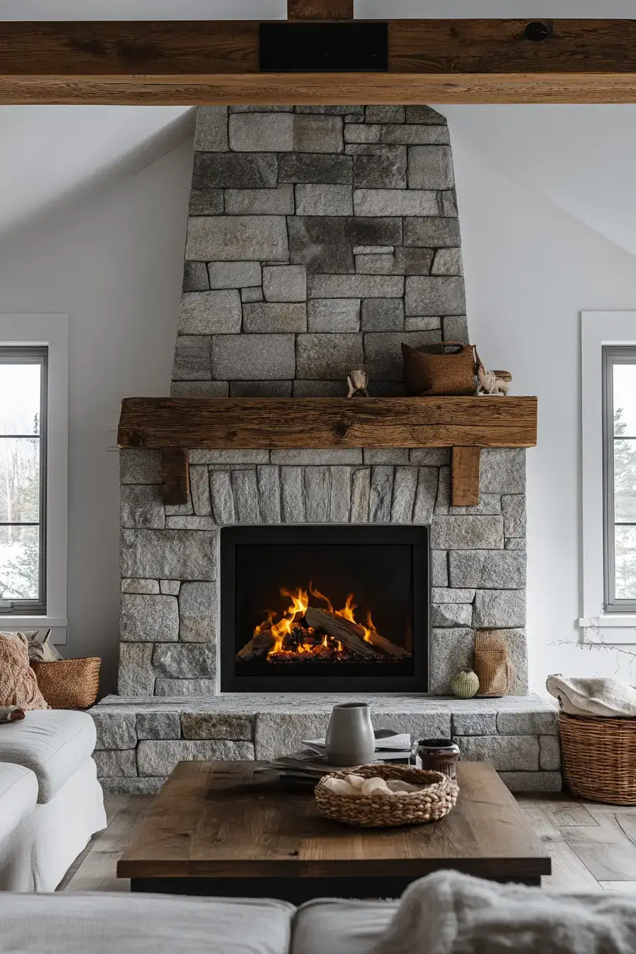 rustic farmhouse fireplace