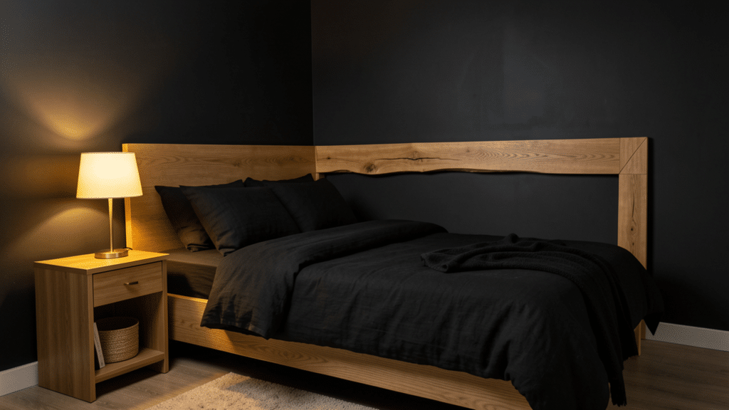 black themed bedroom
