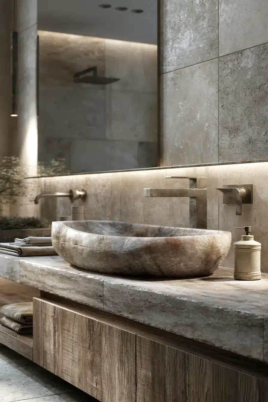 29 Stone Sink Bathroom Ideas for a Vanity With Real Weight