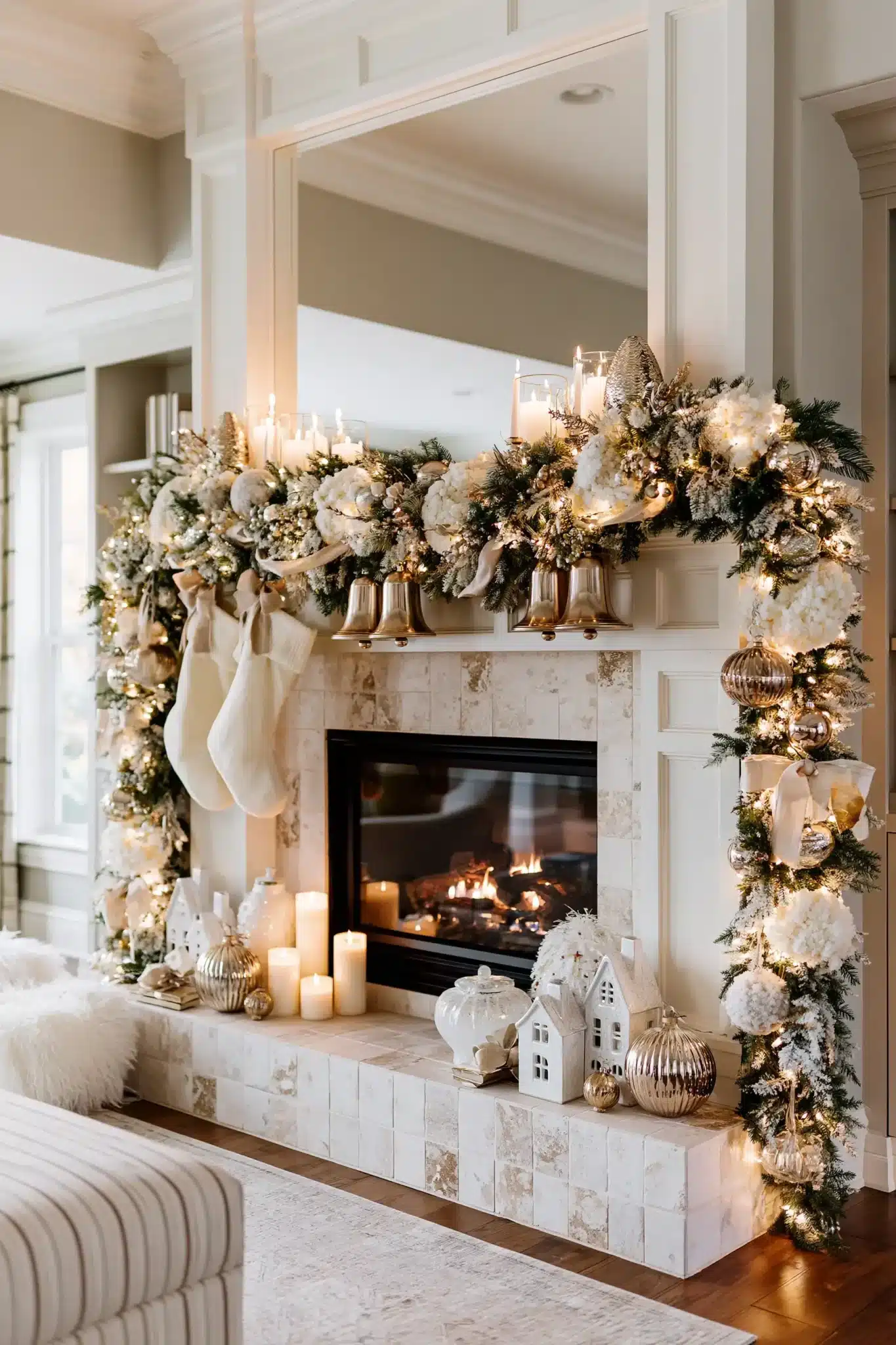 white and gold christmas decor