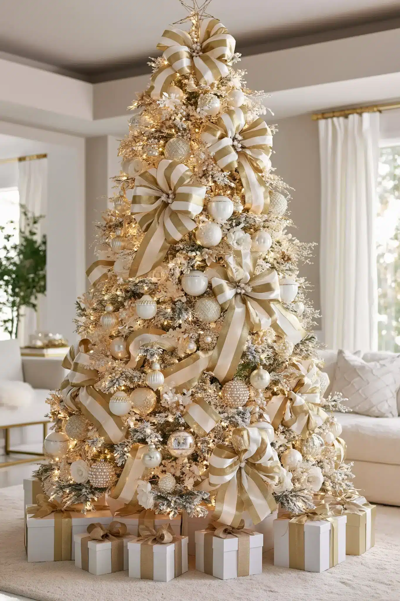 white and gold christmas decor
