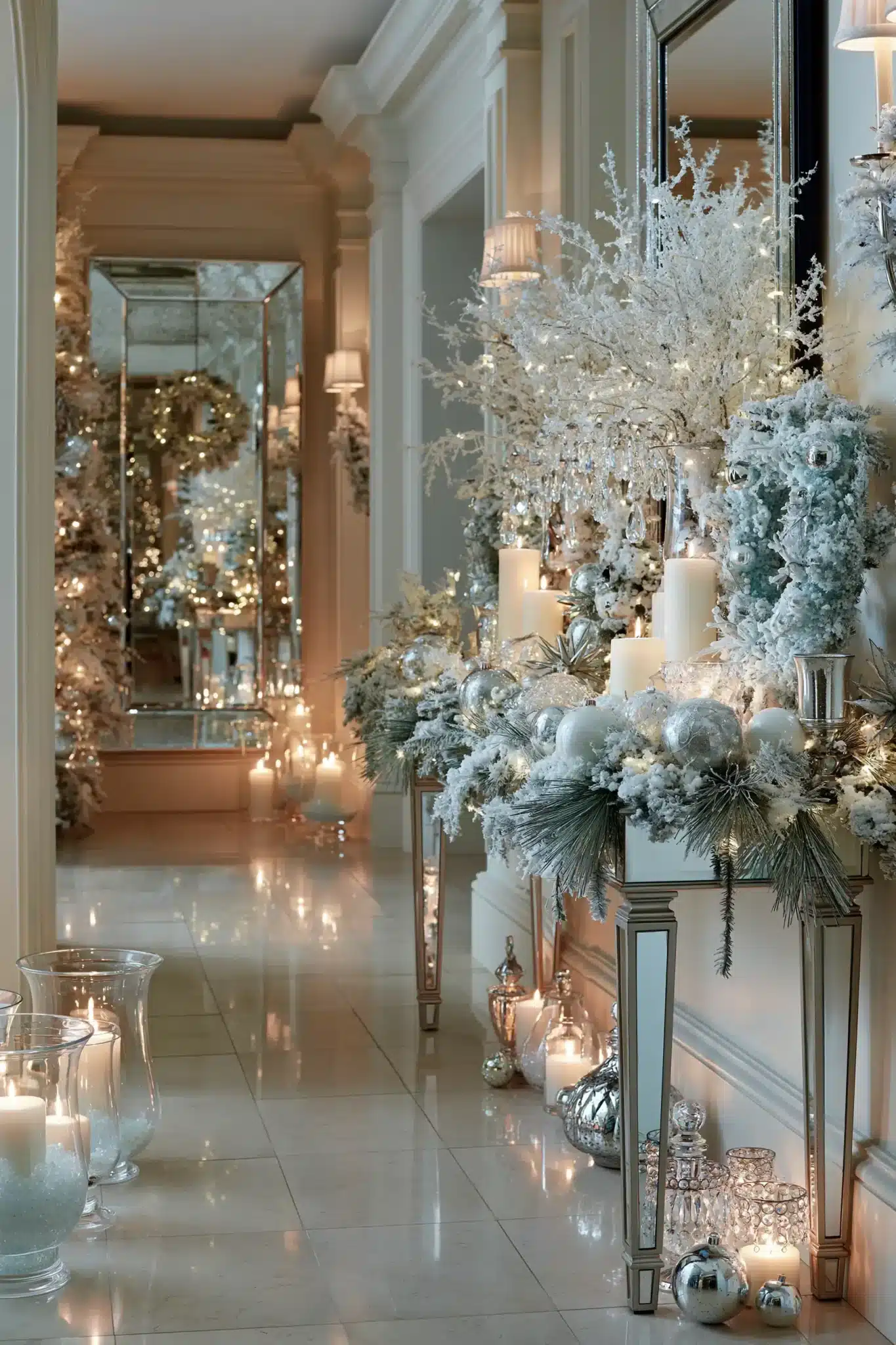 christmas entryway table decor