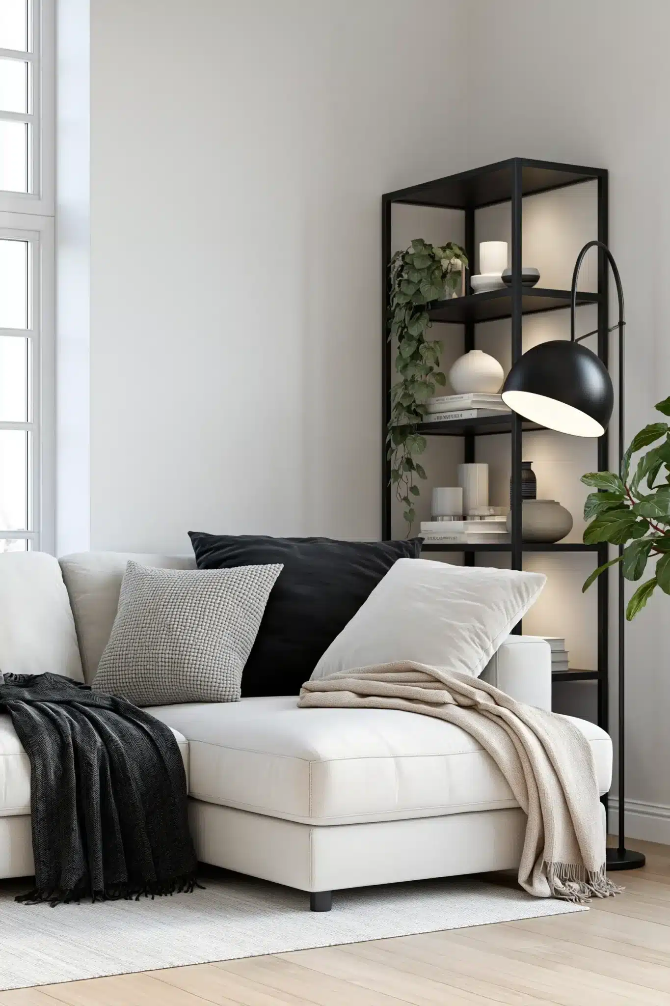 black and white living room decor