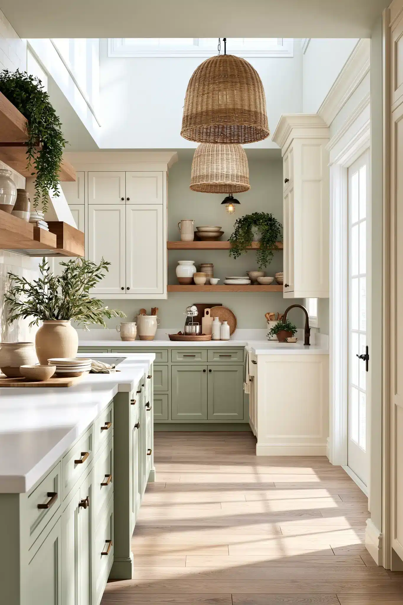 sage green and cream kitchen