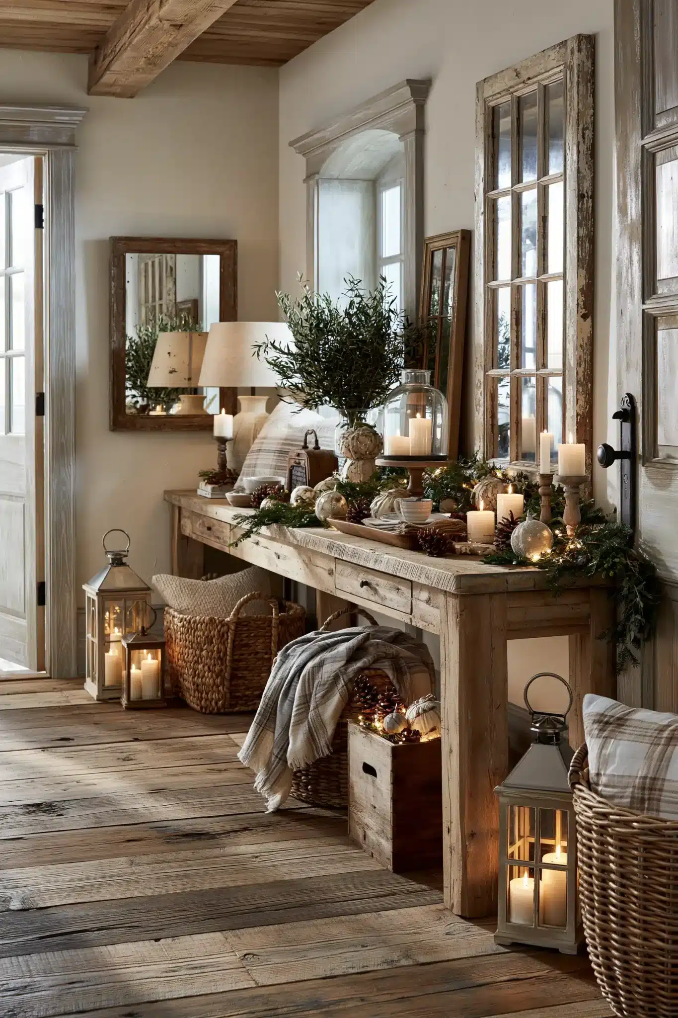 christmas entryway table decor