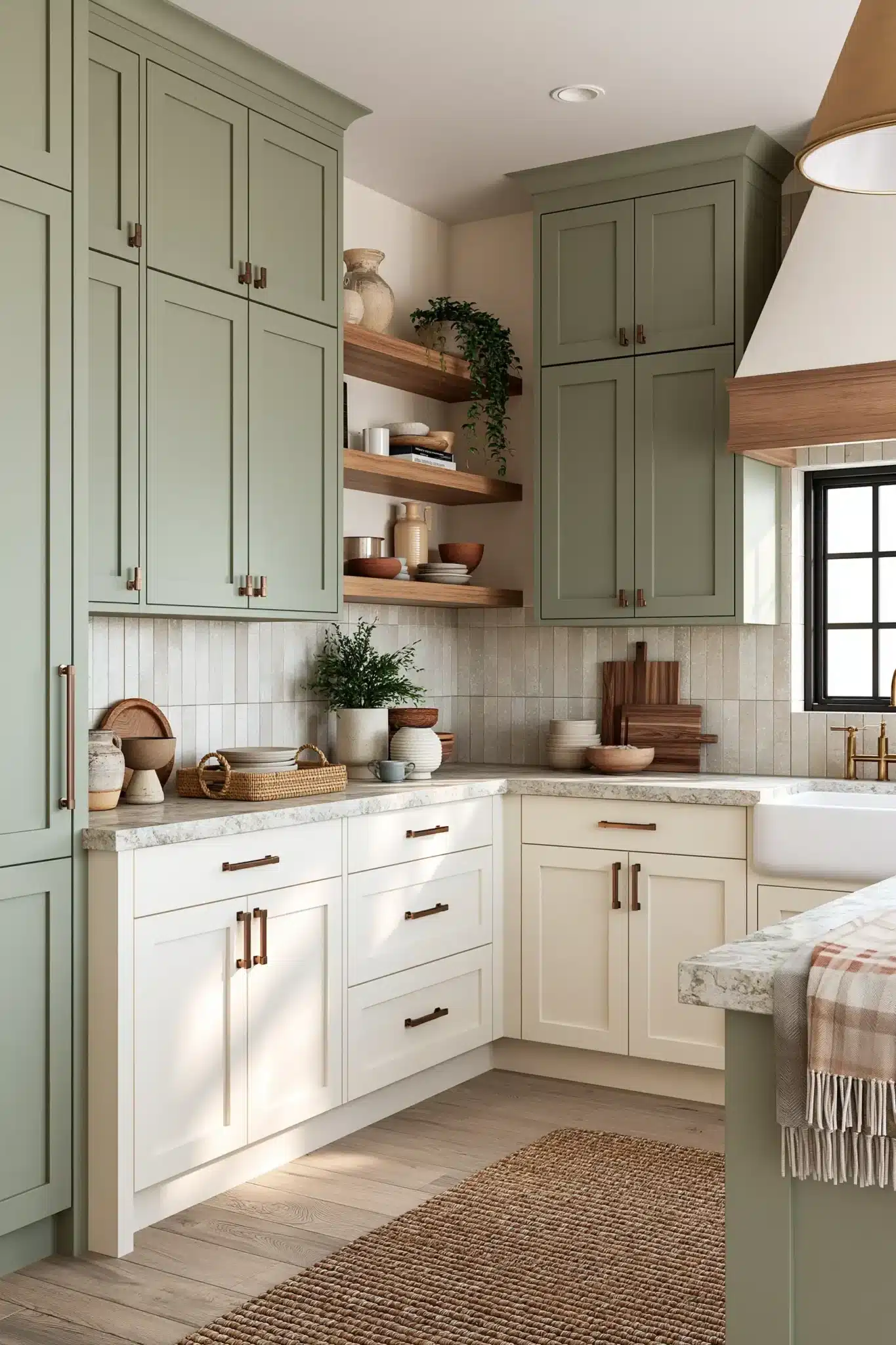 sage green and cream kitchen