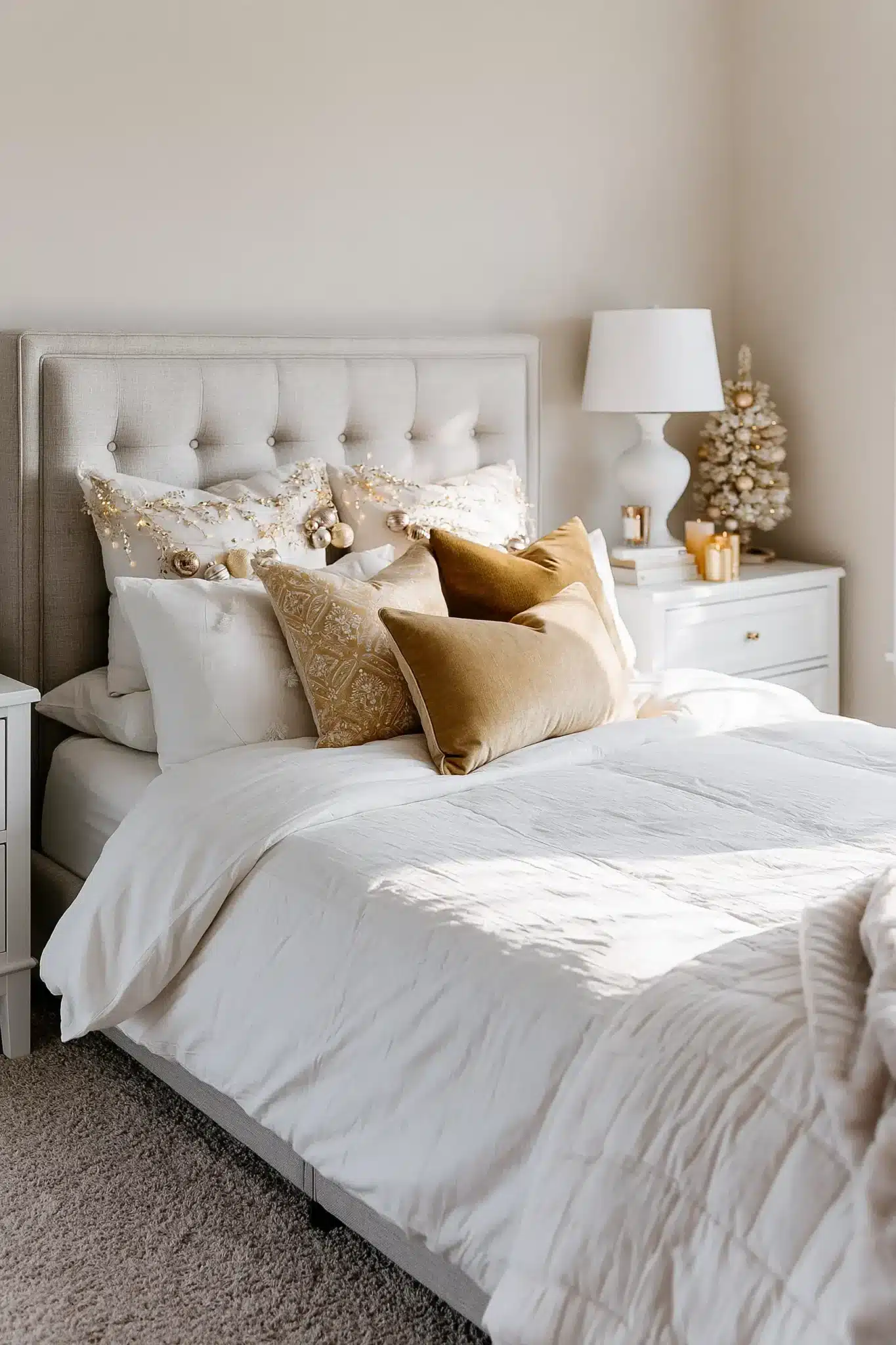 white and gold christmas decor
