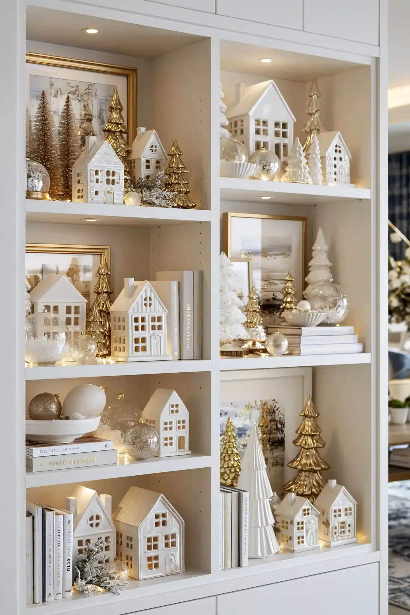 white and gold christmas decor
