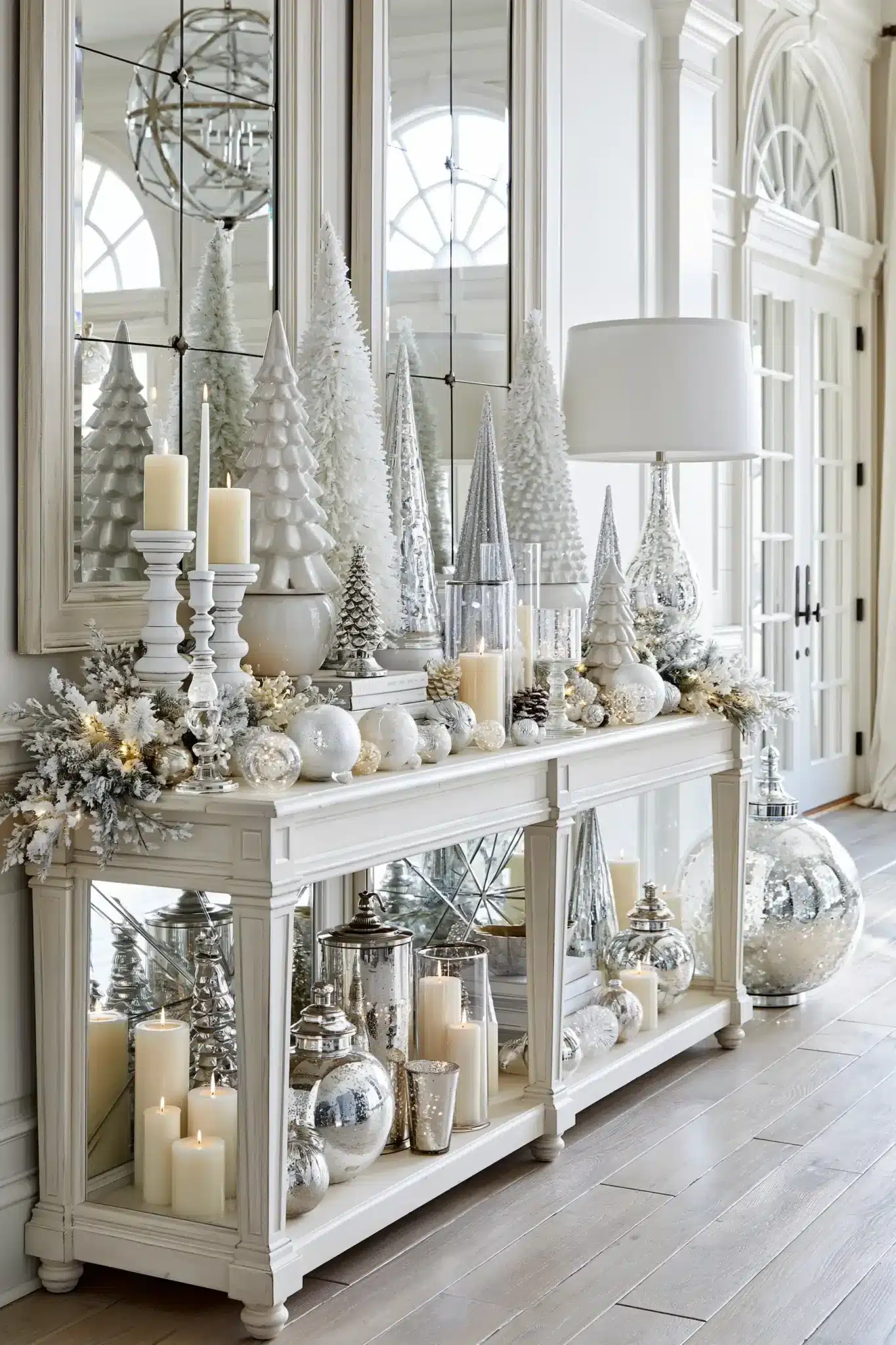christmas entryway table decor