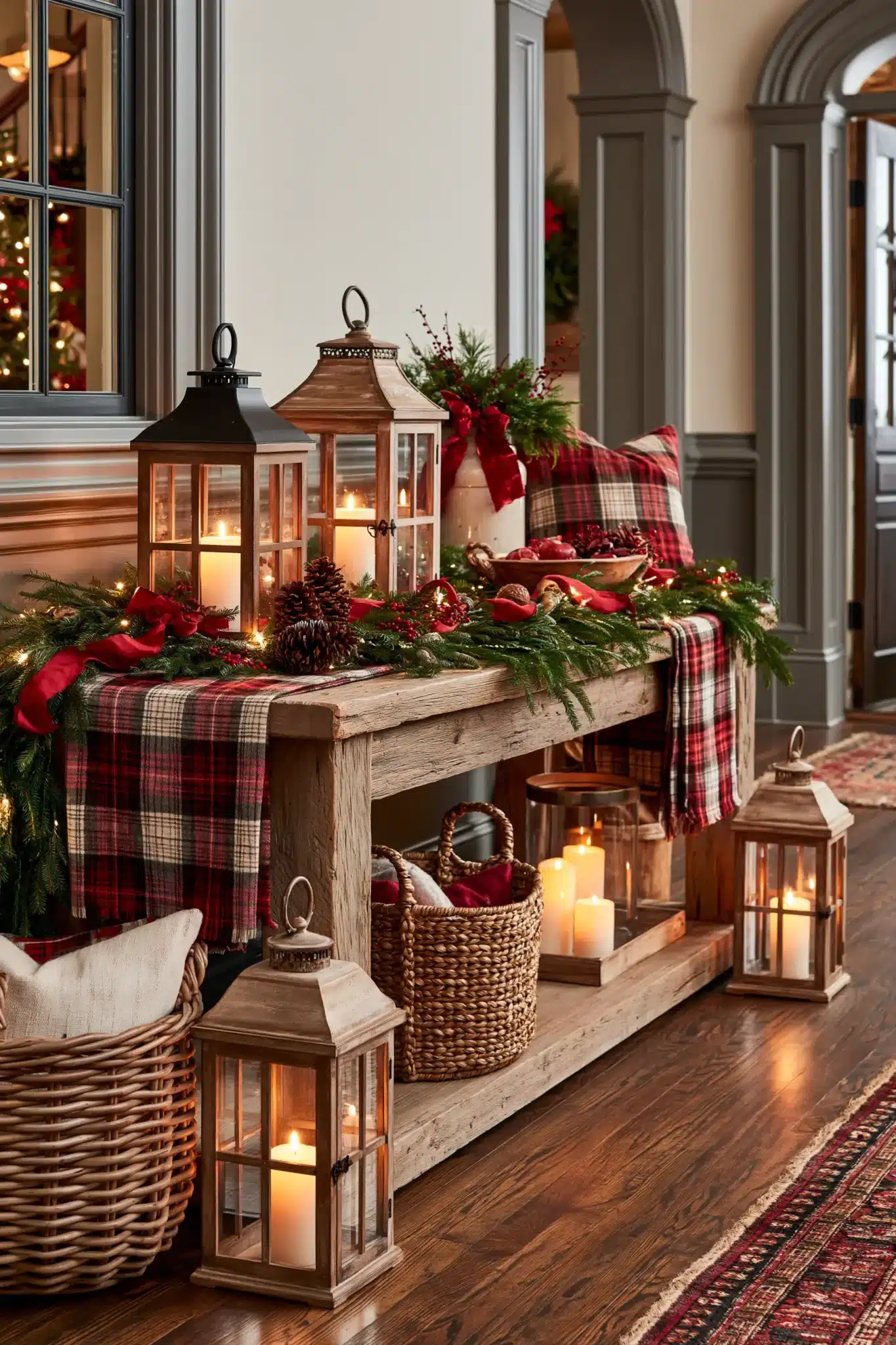 christmas entryway table decor