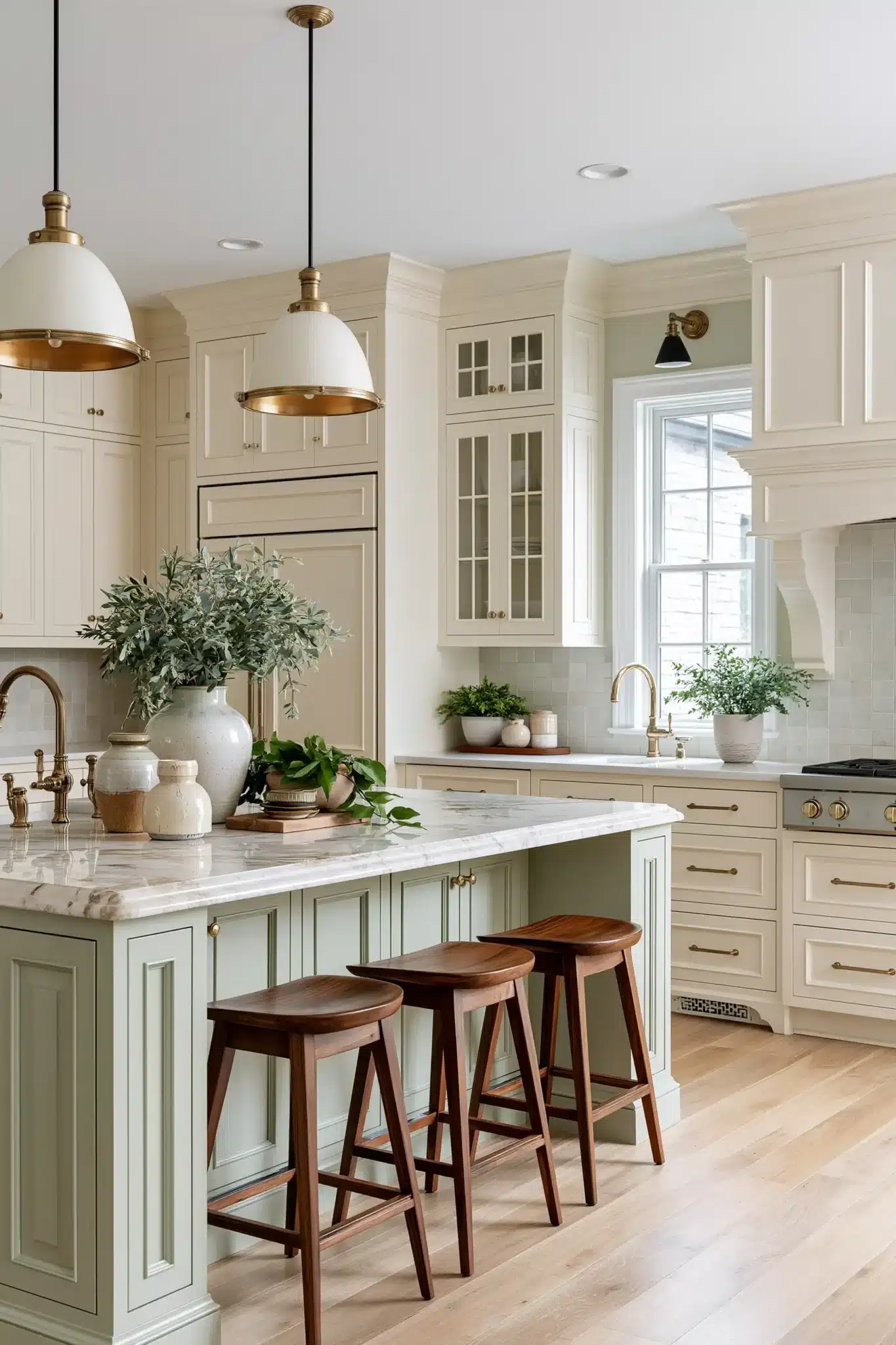 sage green and cream kitchen