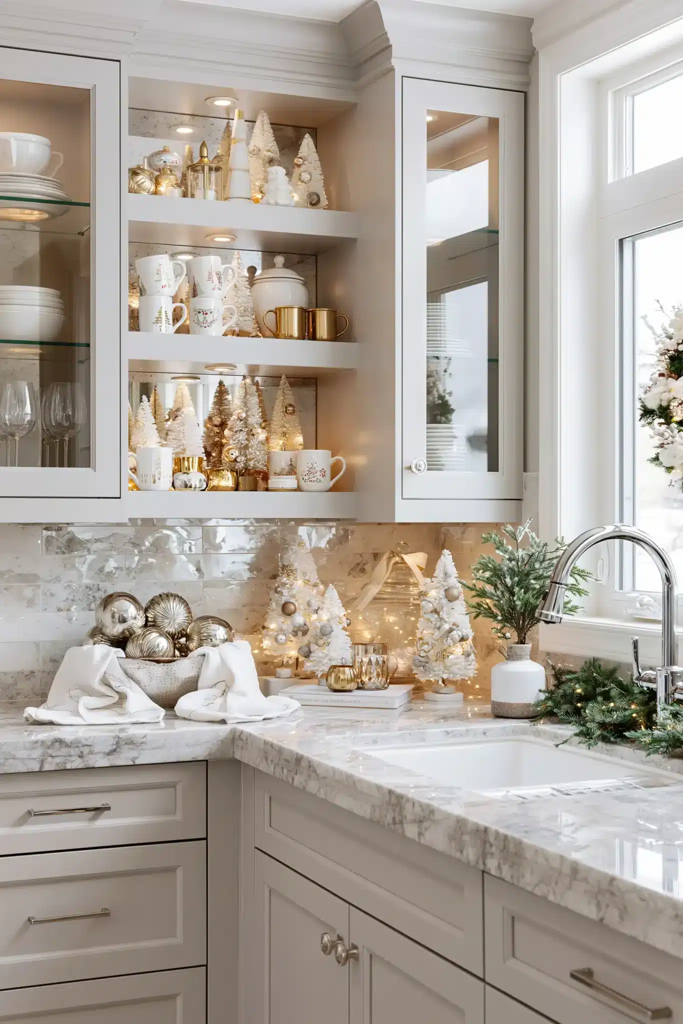 white and gold christmas decor