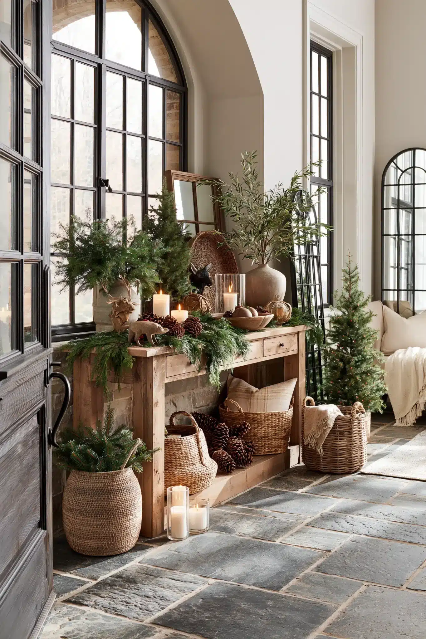 christmas entryway table decor