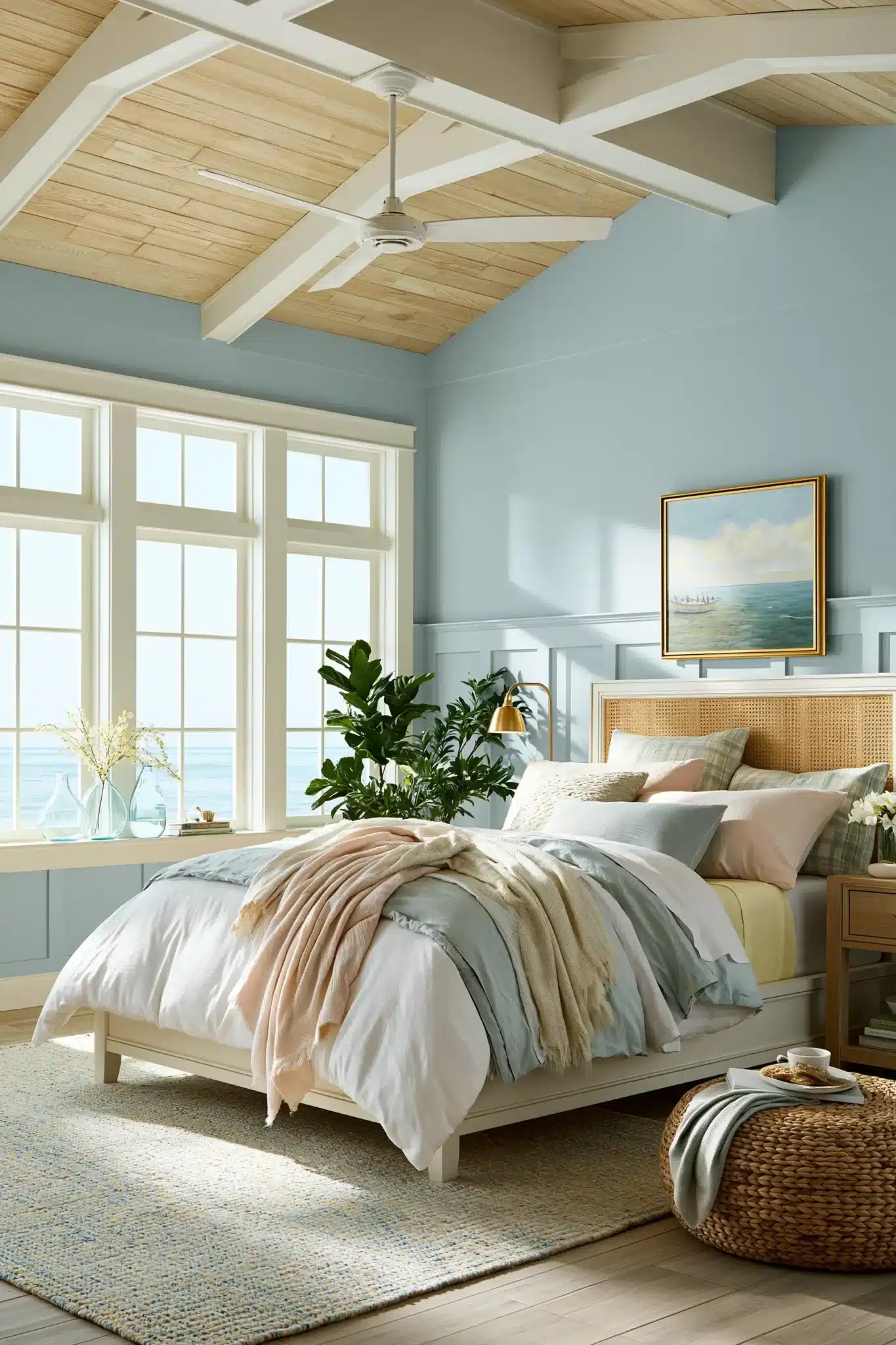 light blue and yellow bedroom