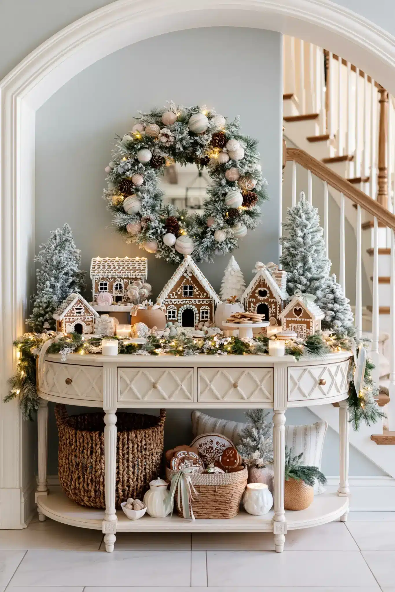 christmas entryway table decor