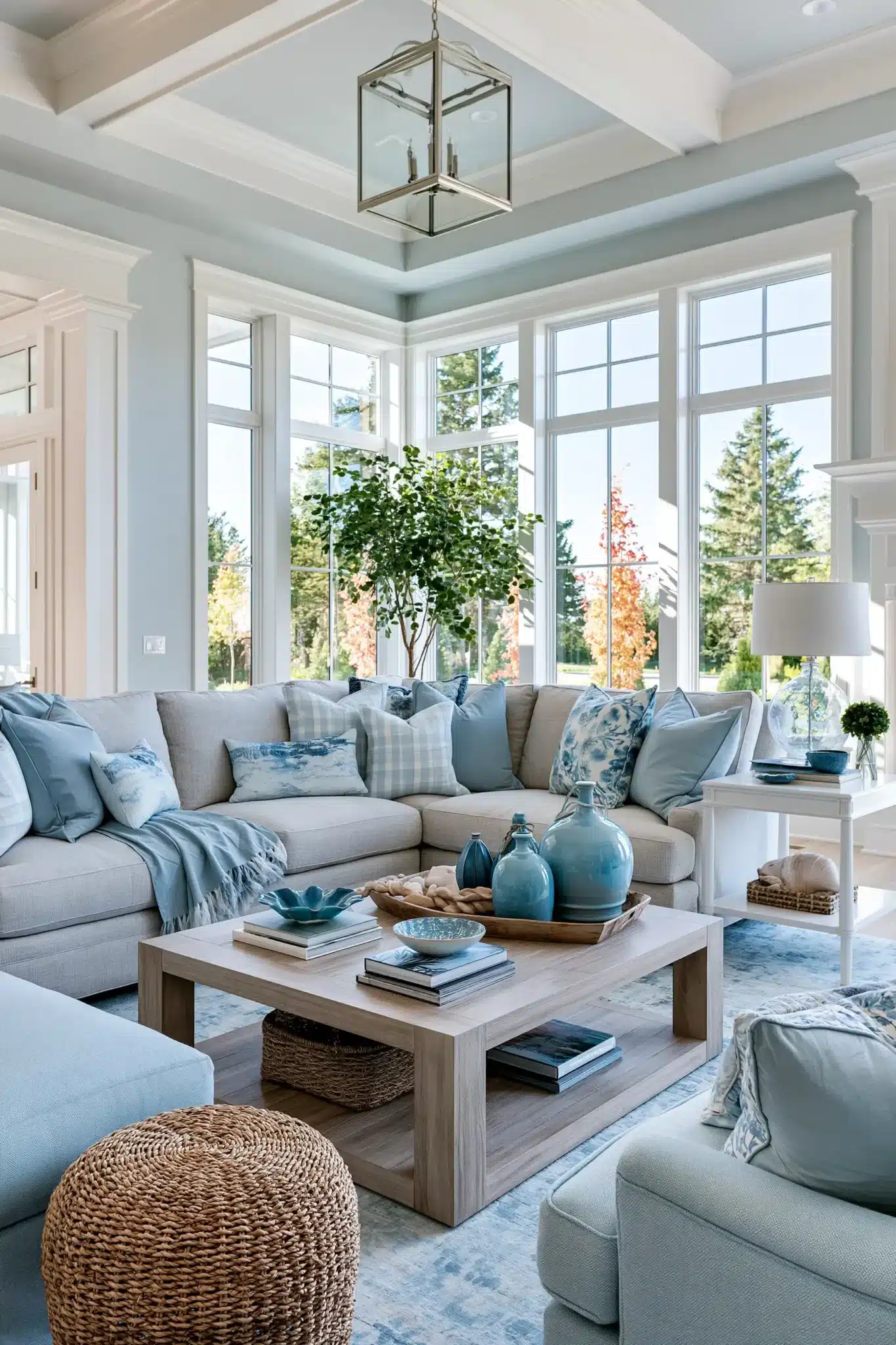 light blue and grey living room