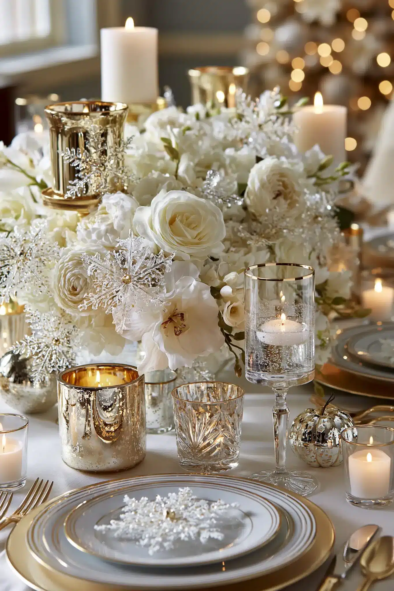 white and gold christmas decor