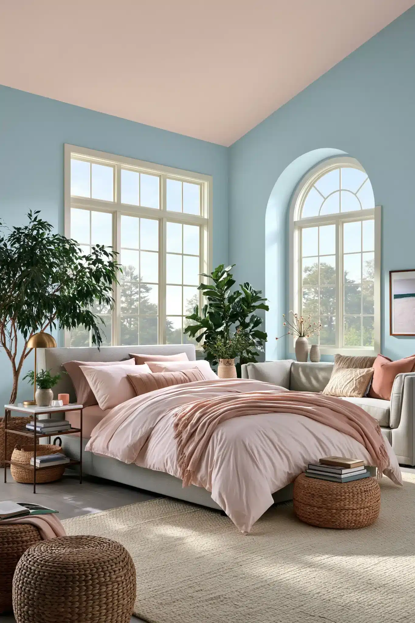 light blue and pink bedroom