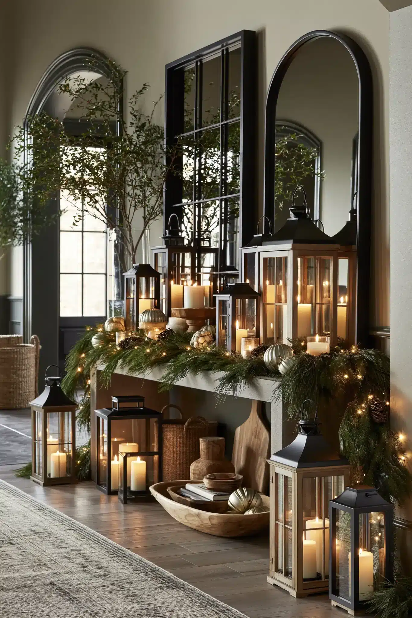 christmas entryway table decor