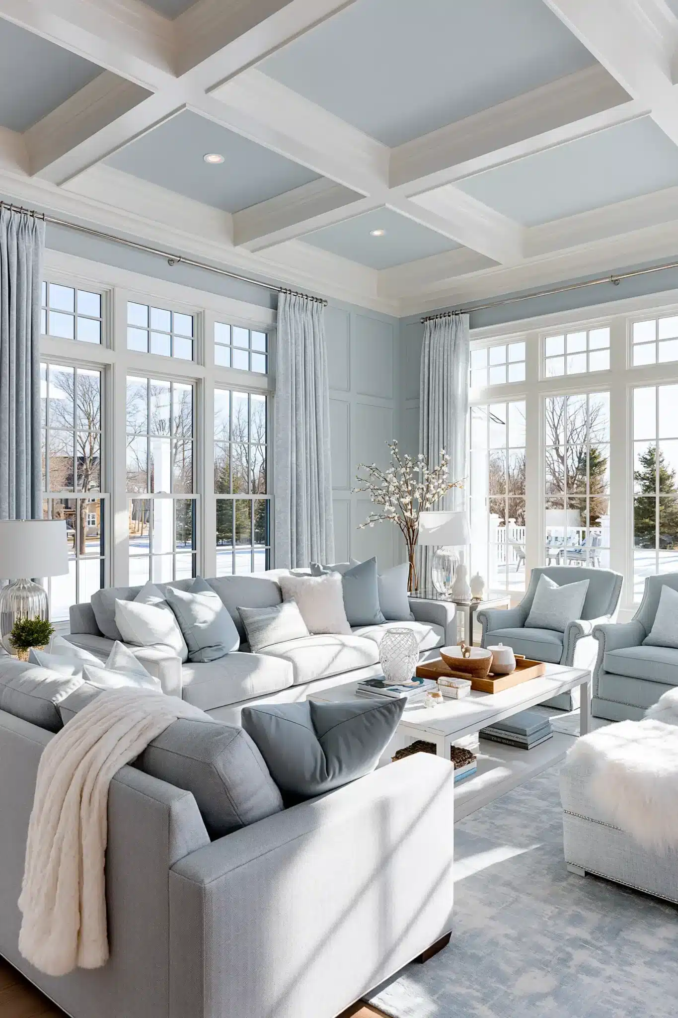 light blue and grey living room