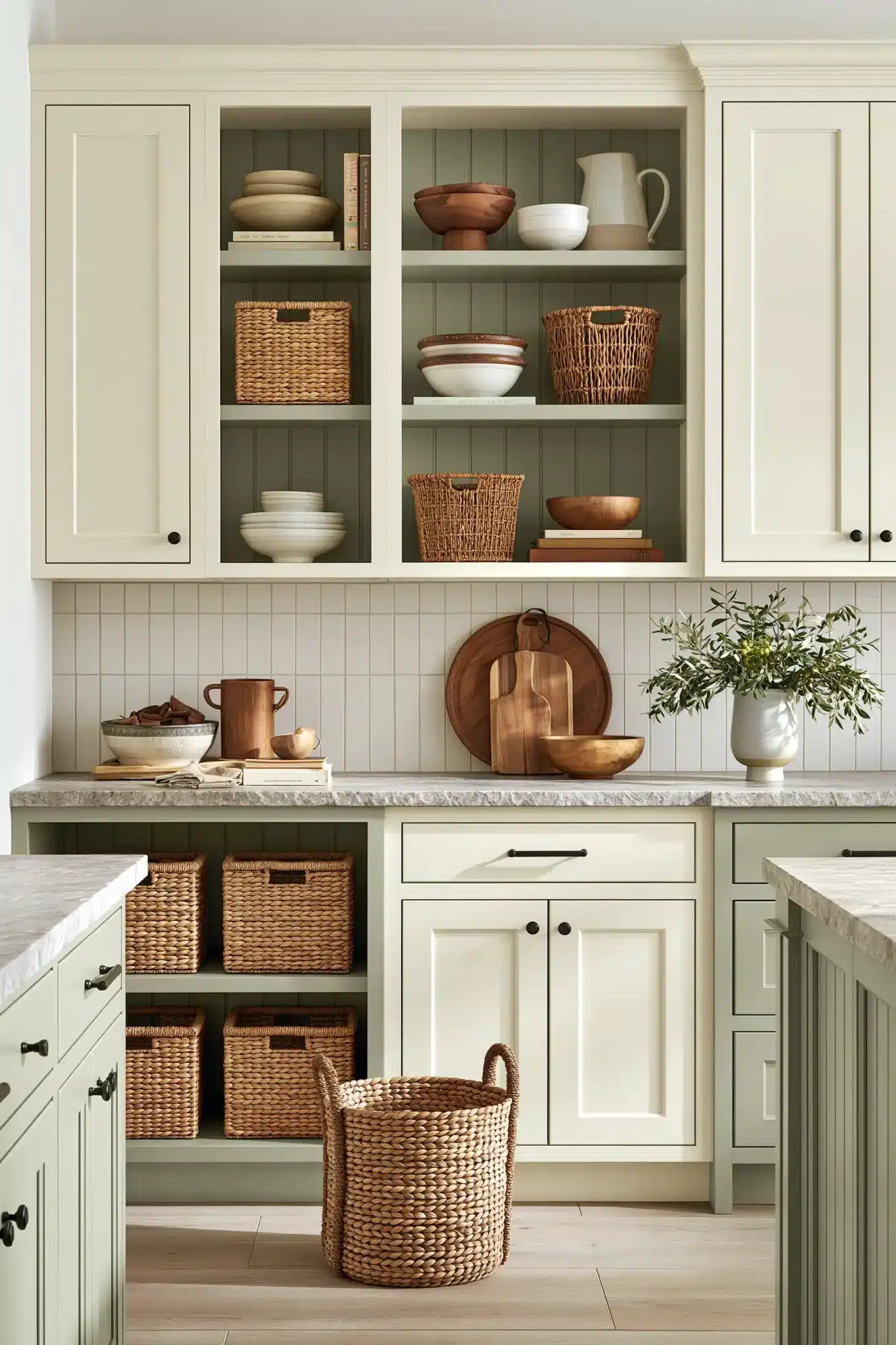 sage green and cream kitchen