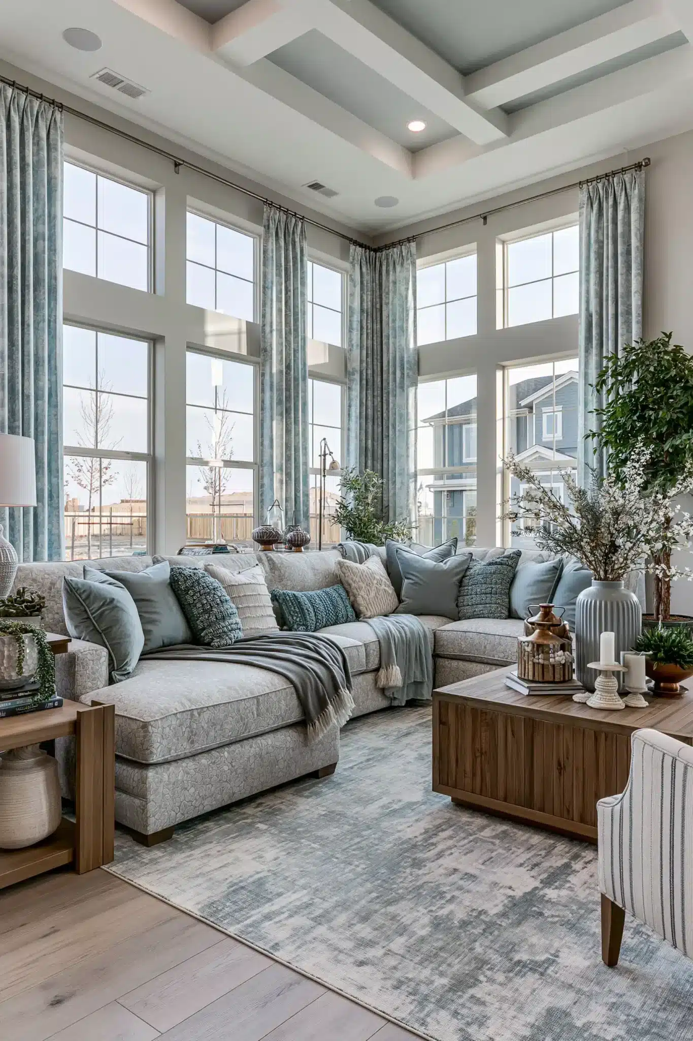 light blue and grey living room