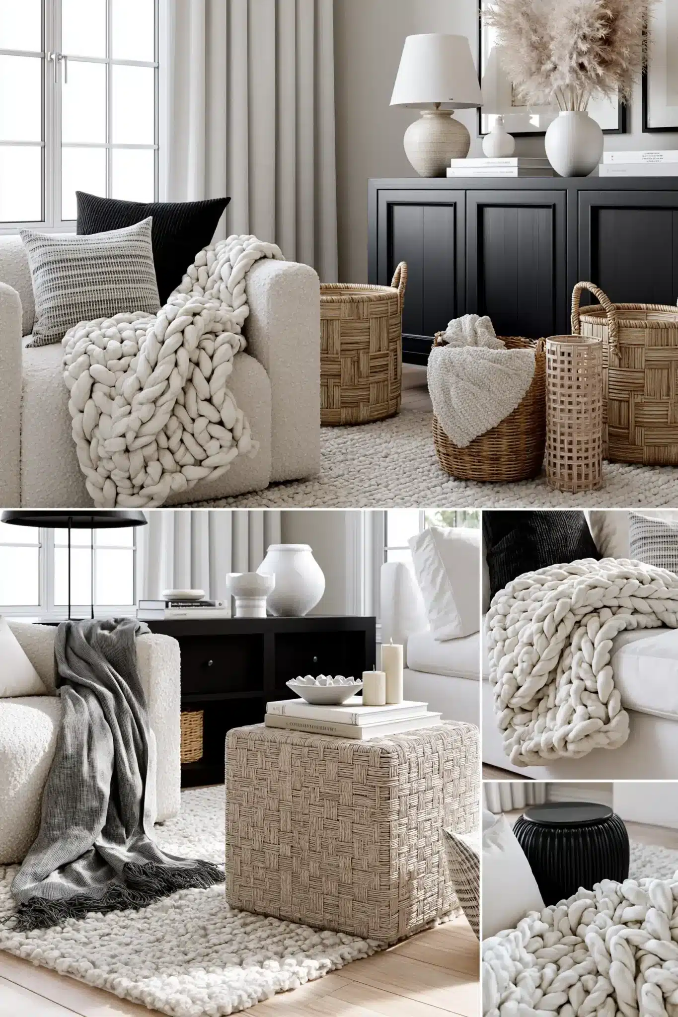 black and white living room decor