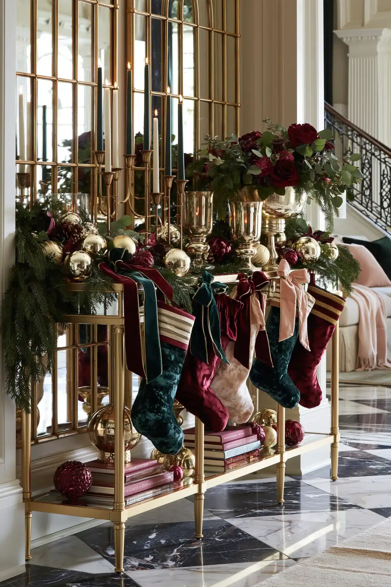 christmas entryway table decor