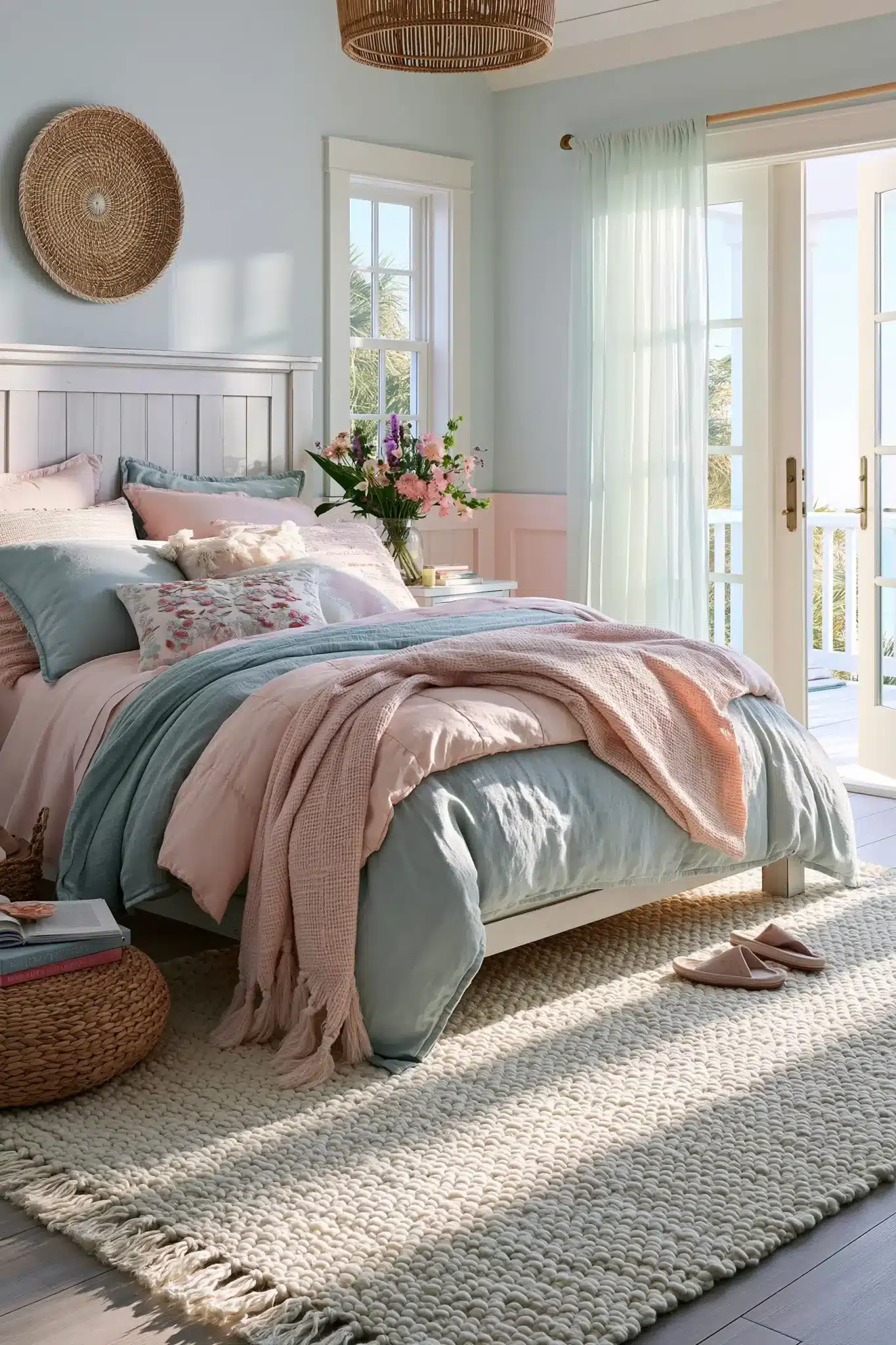light blue and pink bedroom