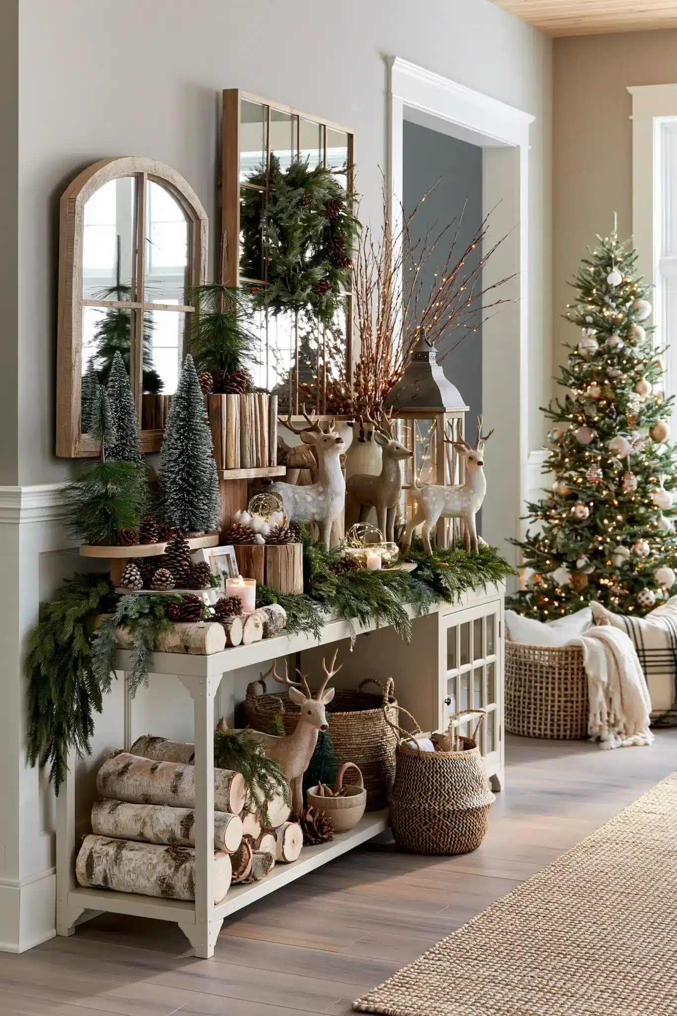 christmas entryway table decor