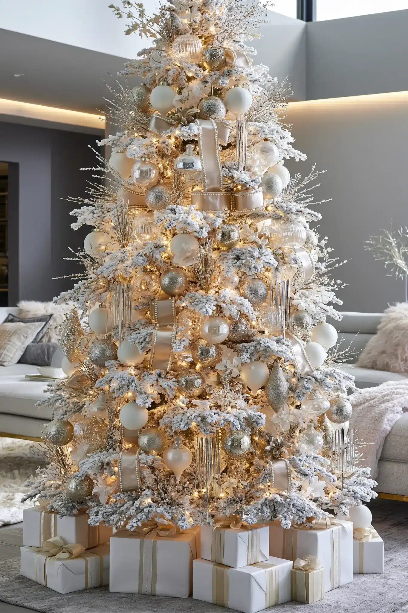 white and gold christmas decor