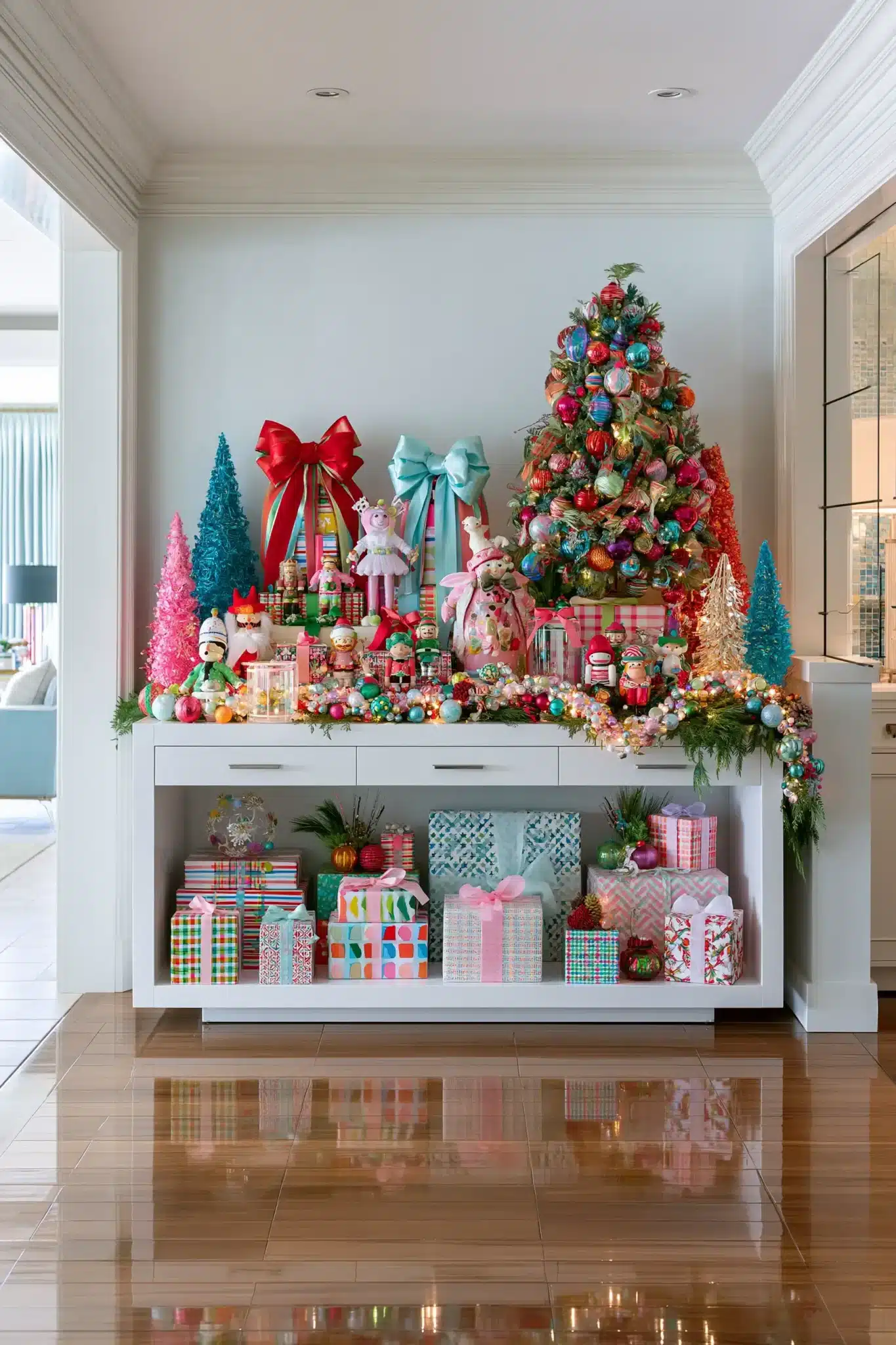 christmas entryway table decor