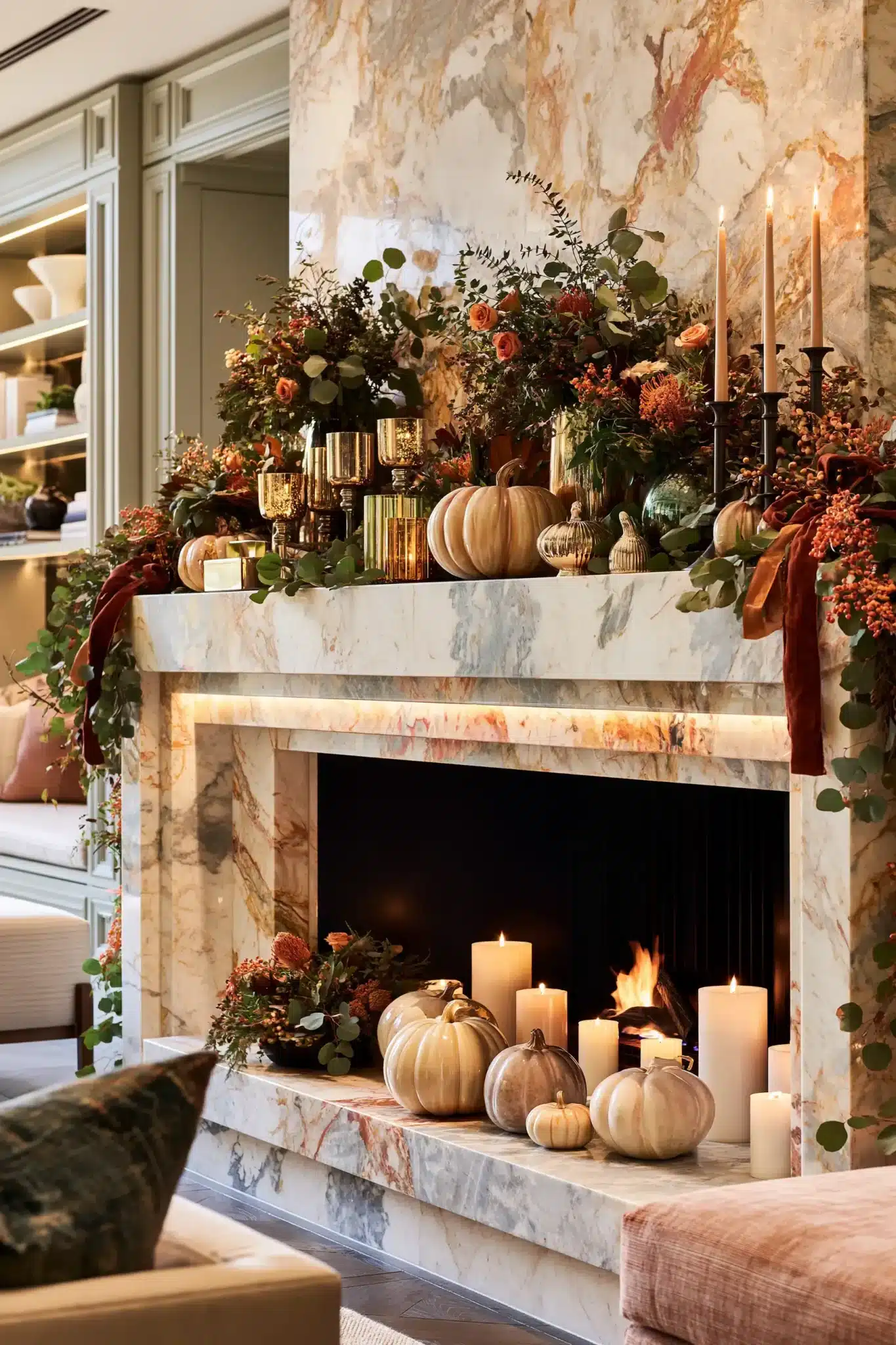 thanksgiving mantel decor