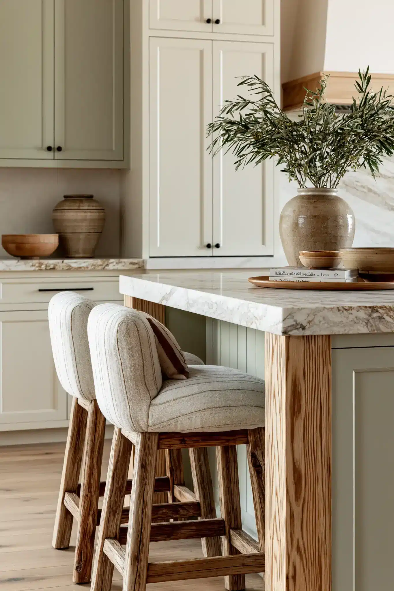 sage green and cream kitchen