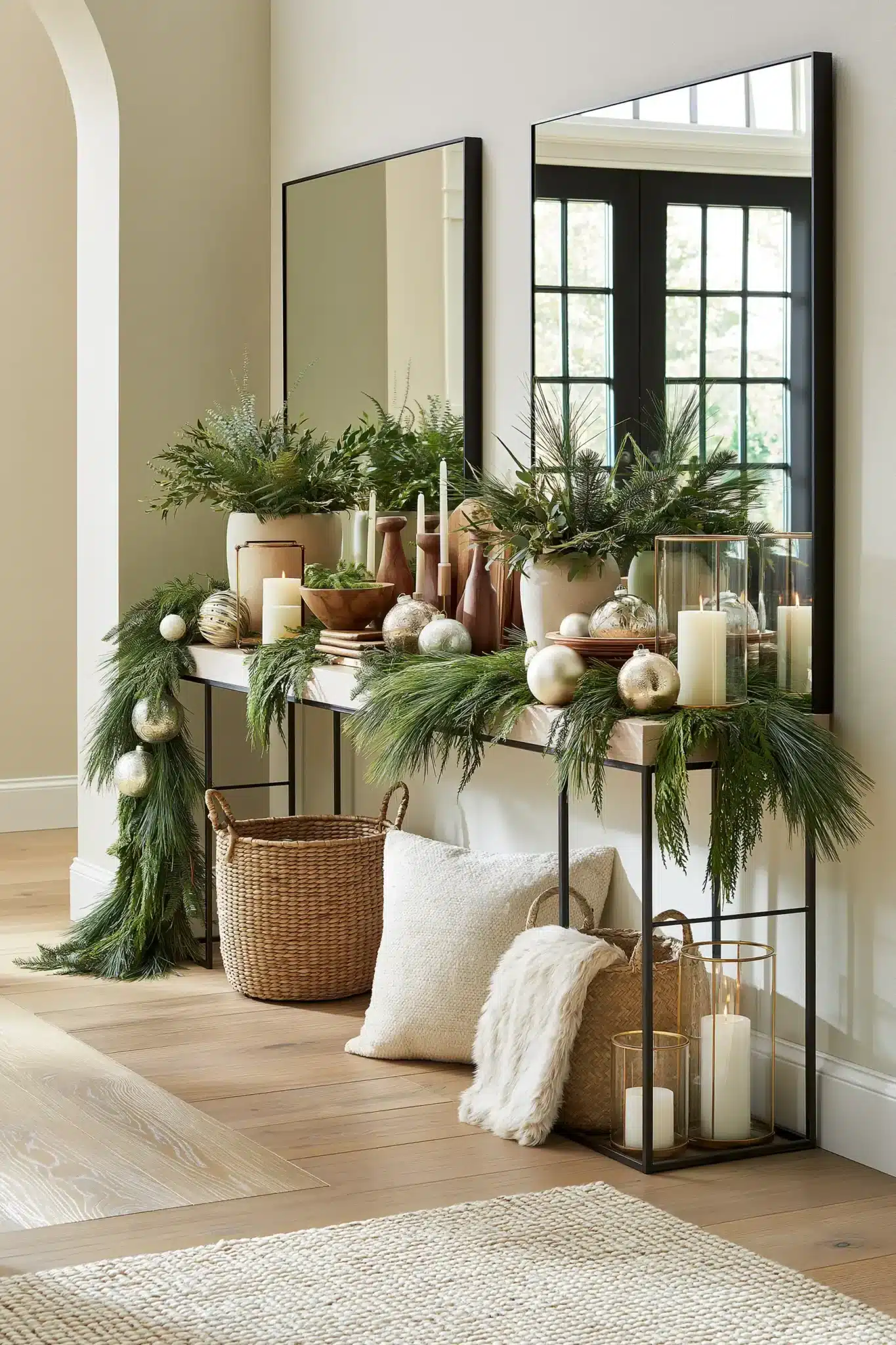 christmas entryway table decor