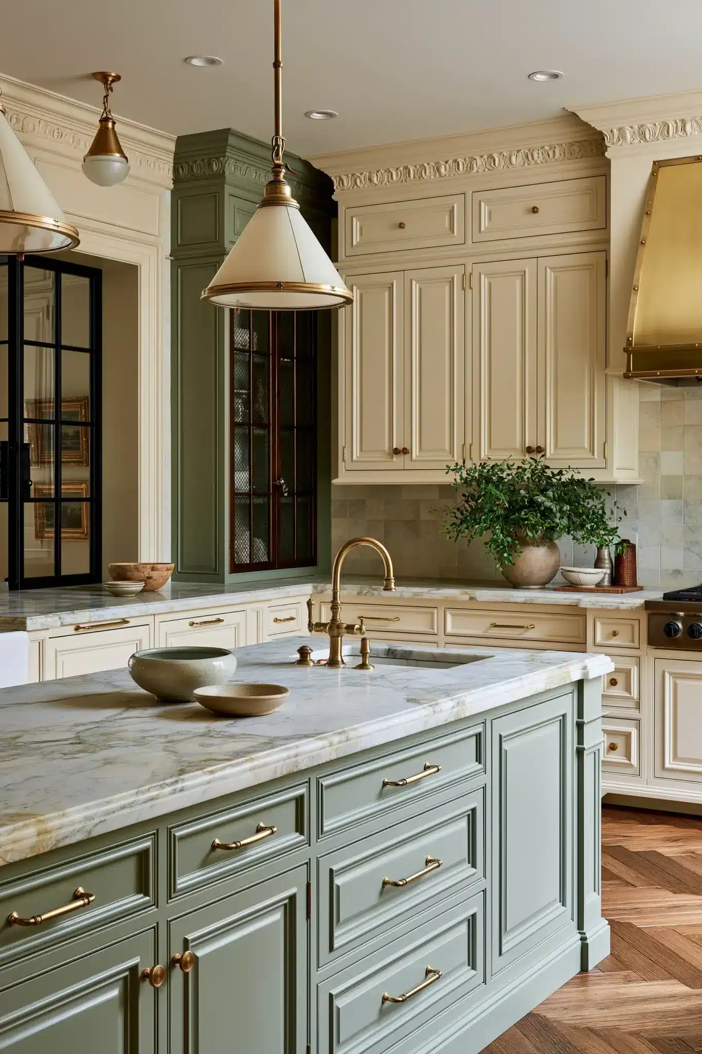 sage green and cream kitchen