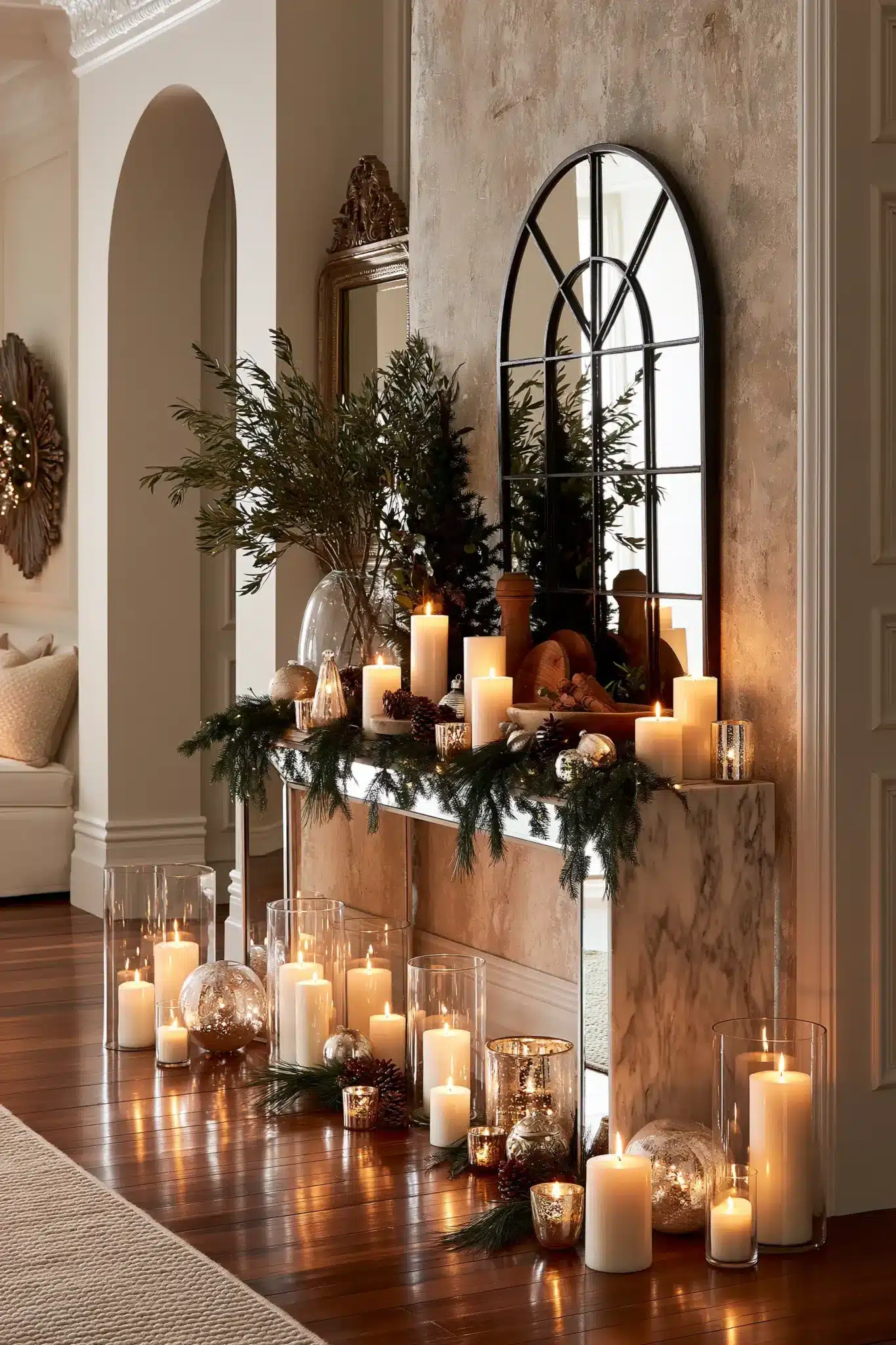 christmas entryway table decor