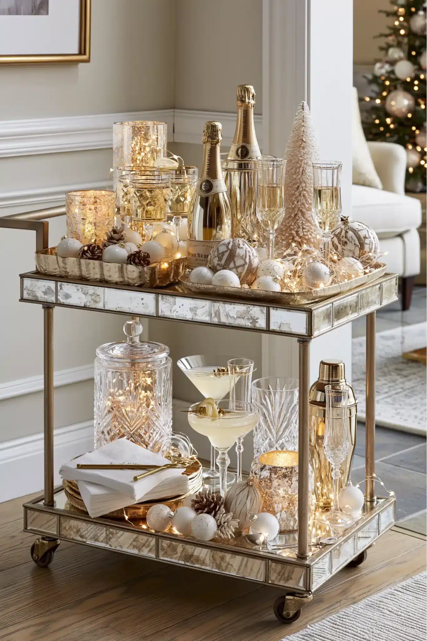 white and gold christmas decor